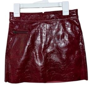 Bonpoint Burgundy Bordeaux Leather Mini Skirt Size 10